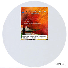 Canvas Board Round Artist Quality White 8Inch CBAQR8