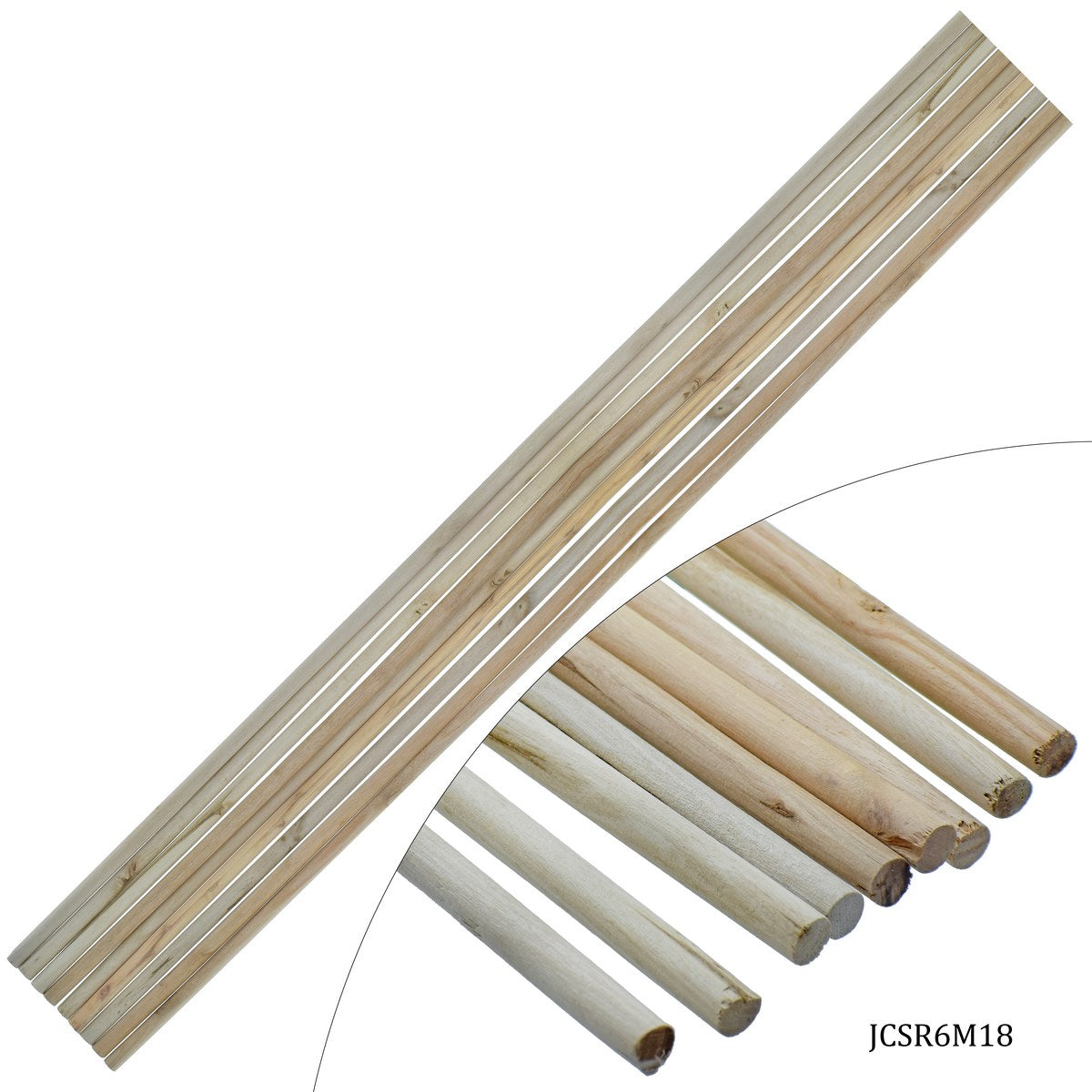 Jags Craft Stick Round 18Inch 9Pcs 6MM Thick JCSR6M18