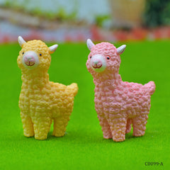Miniature Model Alpaca Pink Yellow 2Pcs (C0099-1/2) C0099-A