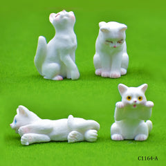 Miniature Model Cat White 4Pcs (C1164-4/5/6/8) C1164-