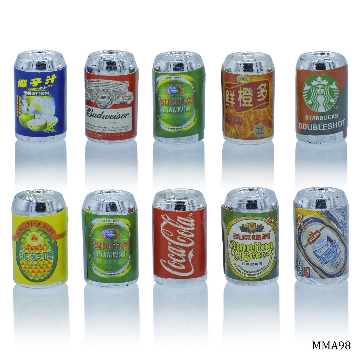 Miniature Model Drink Wine Juice Tin Set Of 10 Pics MMA98