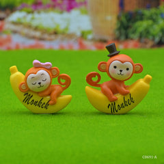 Miniature Model Monkey With Banana 2Pcs (C0691-3/4) C0691-A