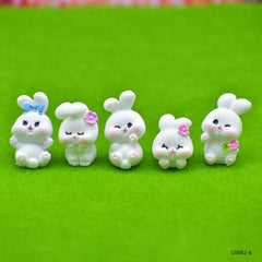 Miniature Model Rabbit White 5Pcs (C0882-6/7/8/9/10) C0882-A