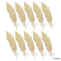 Feather Artificial Medium Golden 10pcs CFM-GD