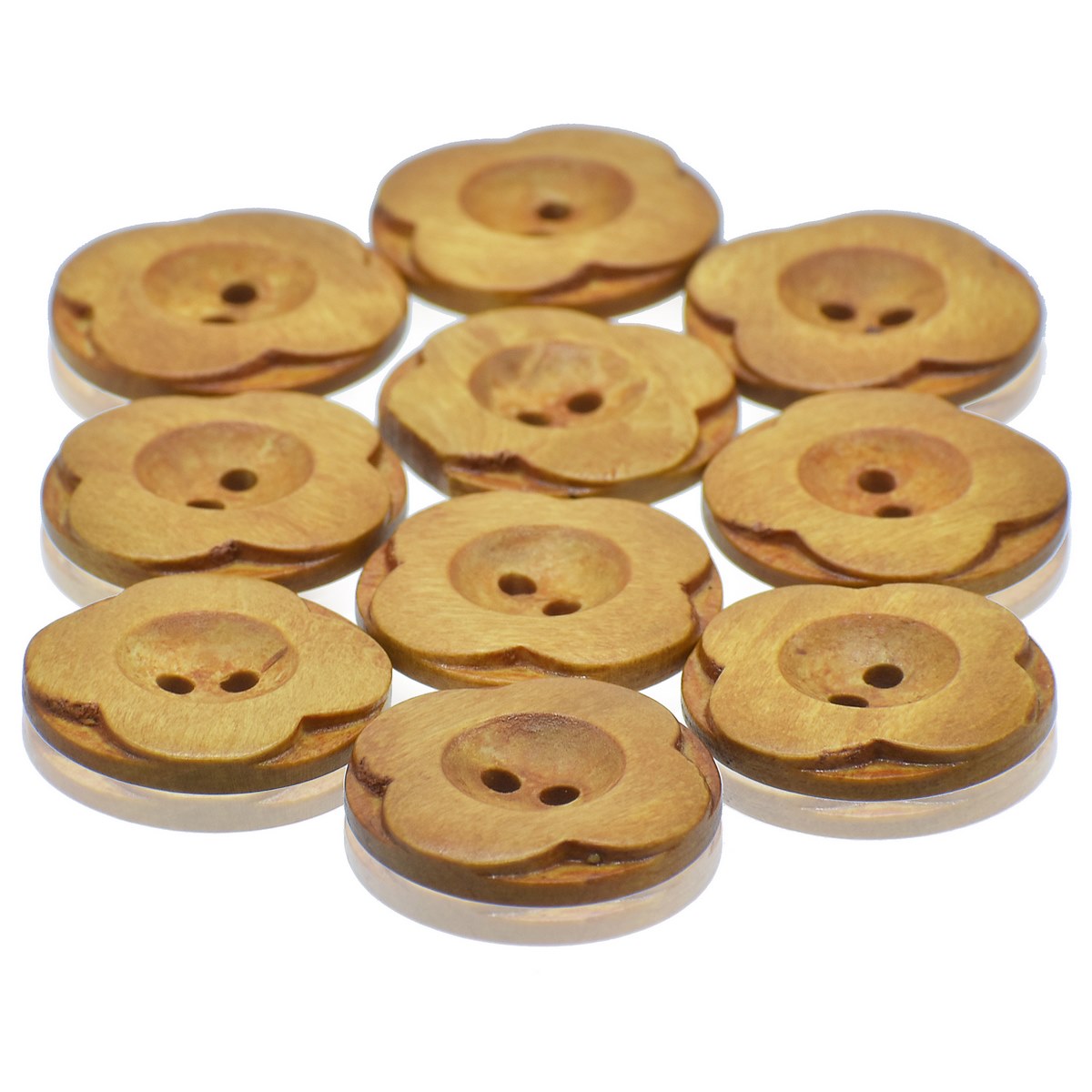 Decorative Button Wooden Flower Big 10pcs DBRB-2