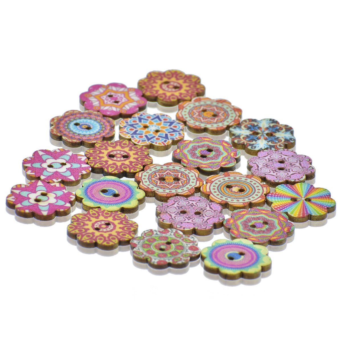 Decorative Button Wooden Flower Smal 20pcs DBWFS-1
