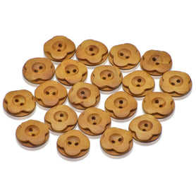 Decorative Button Wooden FlowerMedium 20pcs DBRB-3