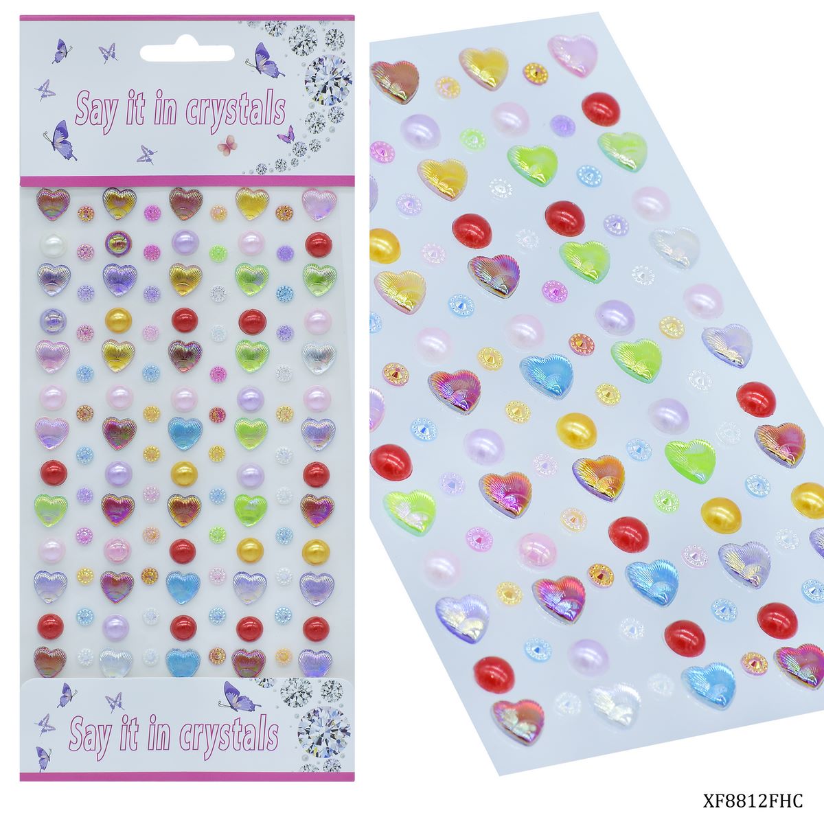 Sticker Crystal Heart Multi Colour XF8812FHC