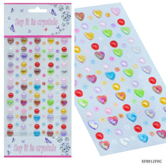 Sticker Crystal Heart Multi Colour XF8812FHC