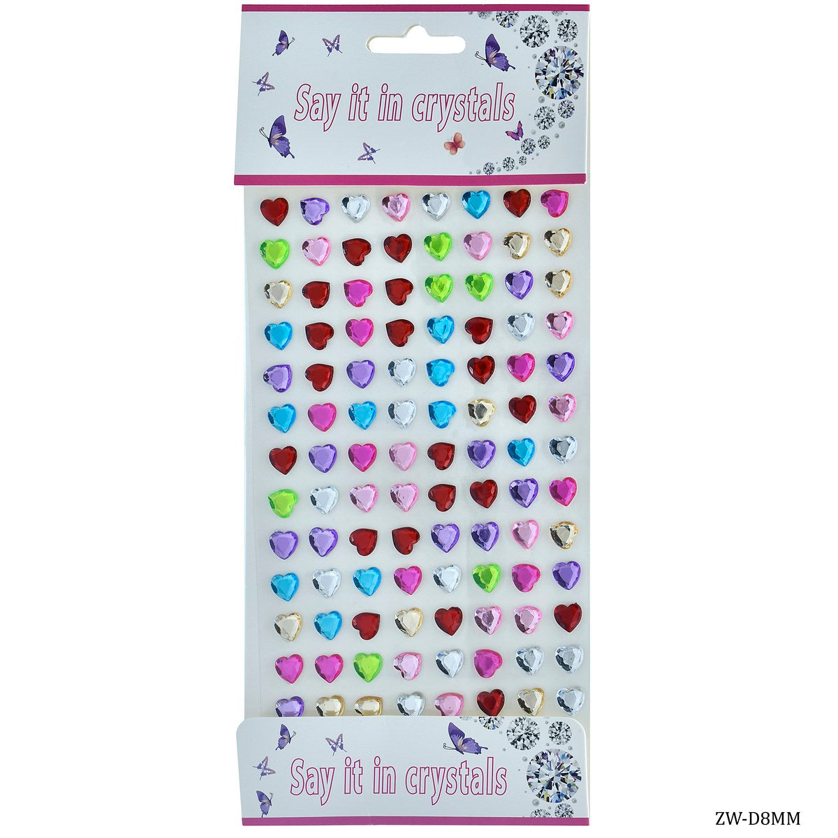 Sticker Crystal Heart Multi Colour ZW-D8MM