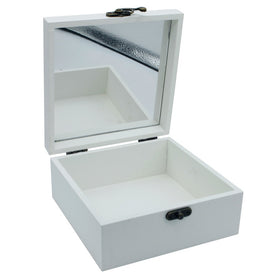Wooden Empty Box 3Pcs White With Miror Xt2223