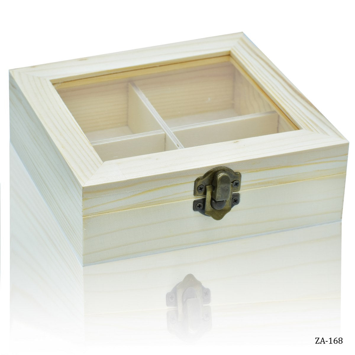 Wooden Empty Box Small Top Window Square 6X5X2 Inch ZA-168