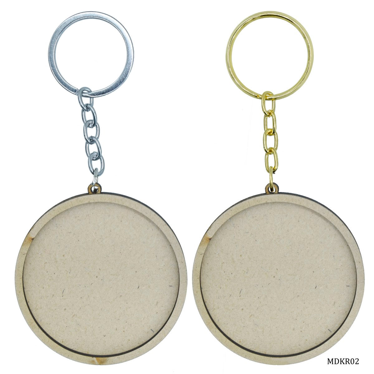 MDF DIY Key Ring 2 Pcs Set Round MDKR02