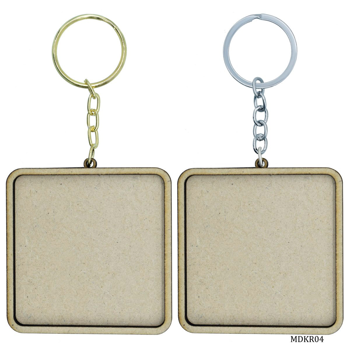 MDF DIY Key Ring 2 Pcs Set Square 2no MDKR04