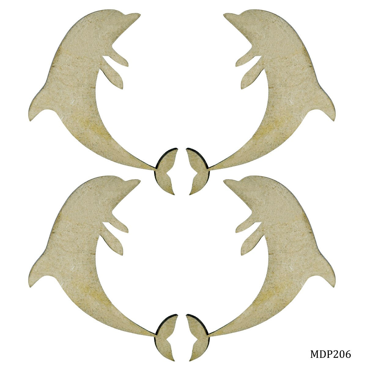 MDF DIY Plate 2 Inch 4 Pcs Set Dolphin MDP206