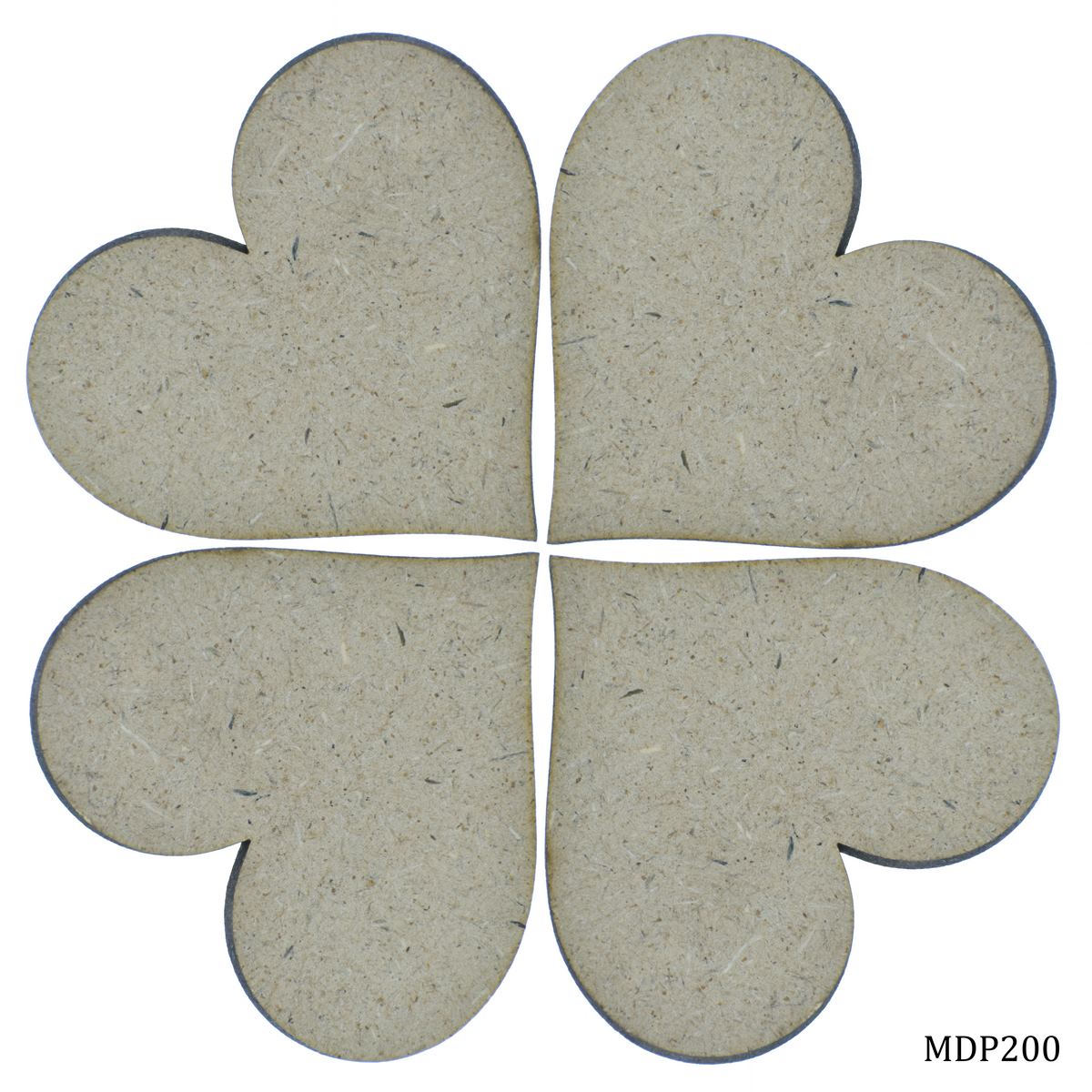 MDF DIY Plate 2 Inch 4 Pcs Set Heart MDP200