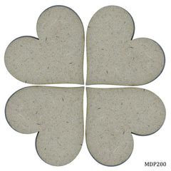MDF DIY Plate 2 Inch 4 Pcs Set Heart MDP200