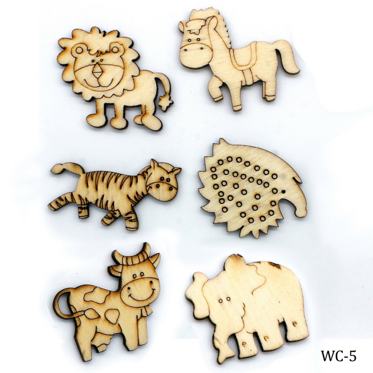 Wooden Craft Animal Design Big 6pcs WC-5