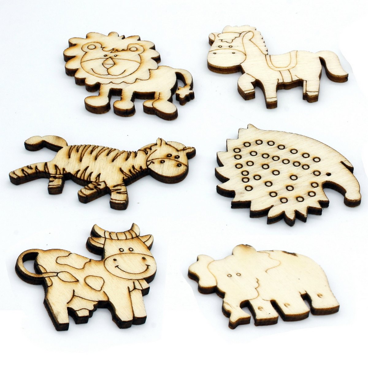 Wooden Craft Animal Design Big 6Pcs Wc-5
