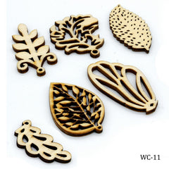 Wooden Craft Leaf Design Small 6pcs WC-11