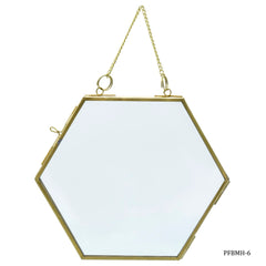 Photo Frame Brass Glass Hexagoan 6Inch PFBMH-6