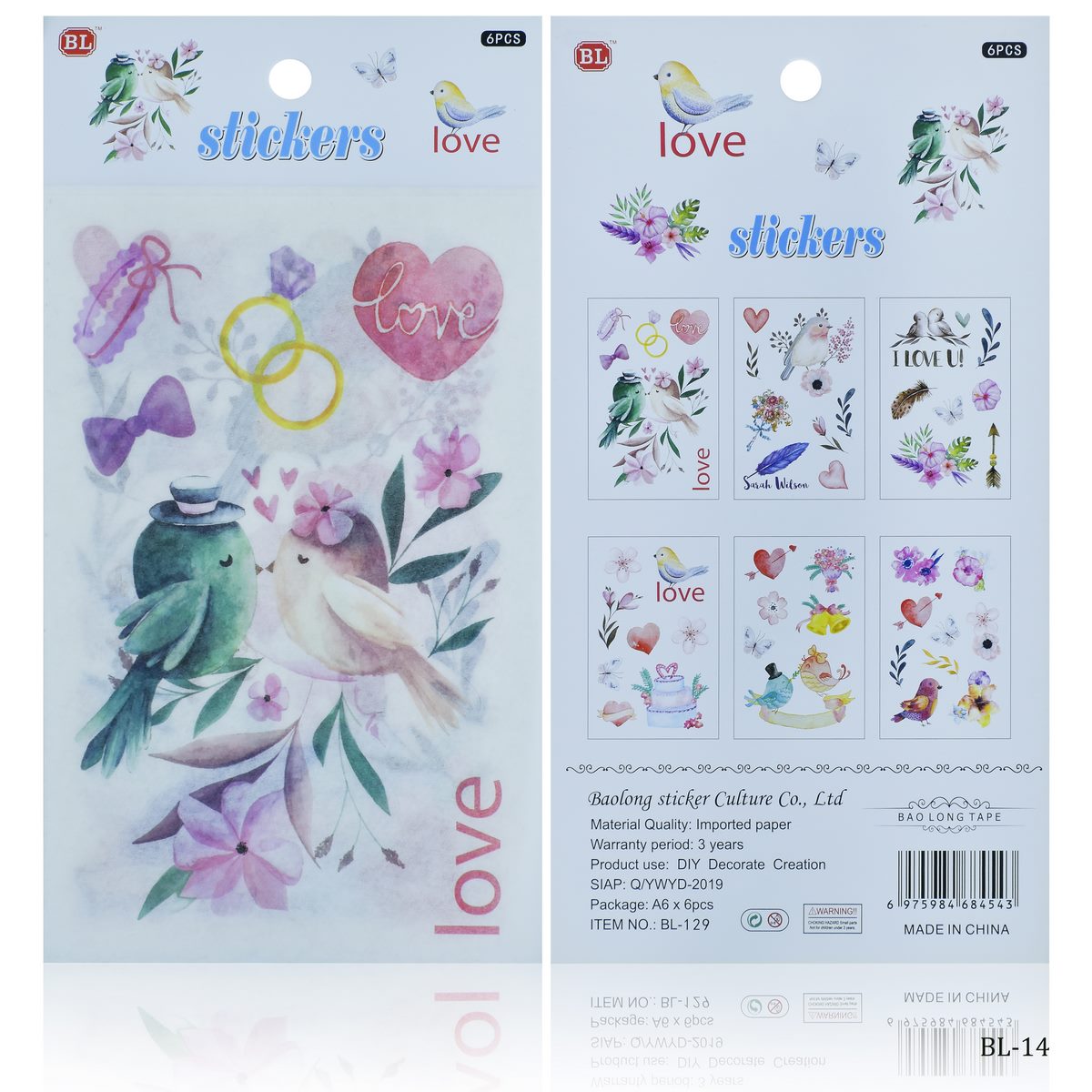 Stickers Journal Summer Season Mix Design 6Pcs BL-14