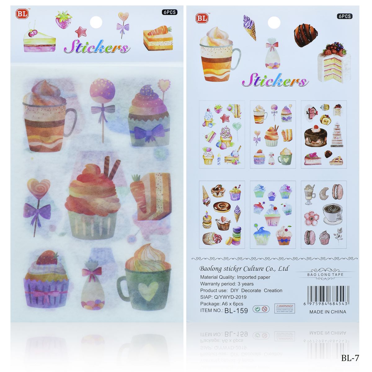 Stickers Journal Summer Season Mix Design 6Pcs BL-7