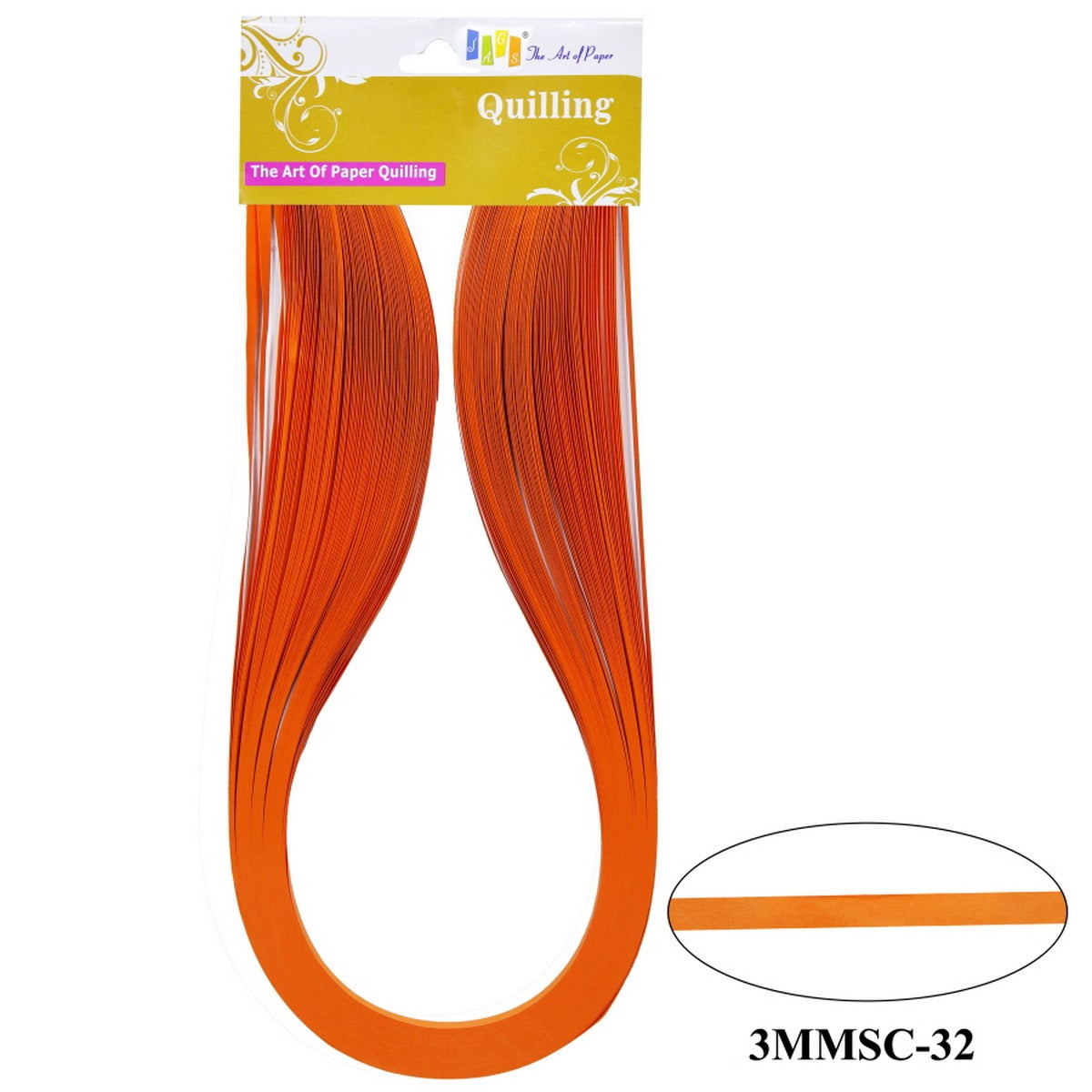 Quilling Strip 3mm S C 32 Flo.Orange 3MMSC-32