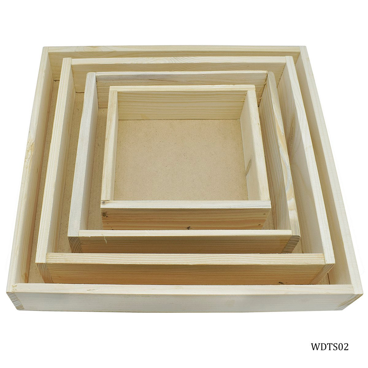 Wooden Decoupage Tray Square 4 Pcs Set WDTS02