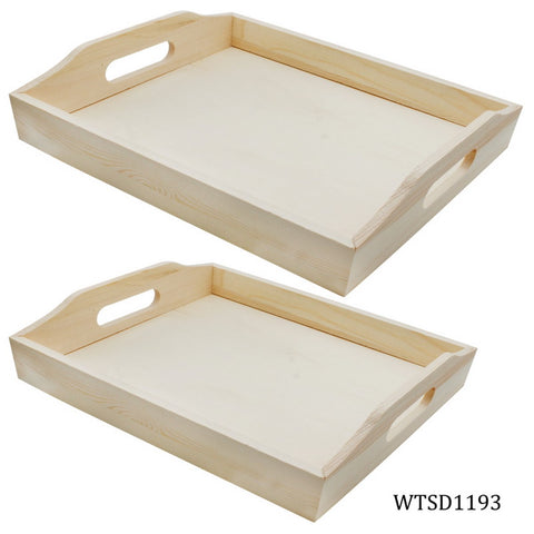 Wooden Decoupage Tray Square Des 2pcs Set WTSD1193