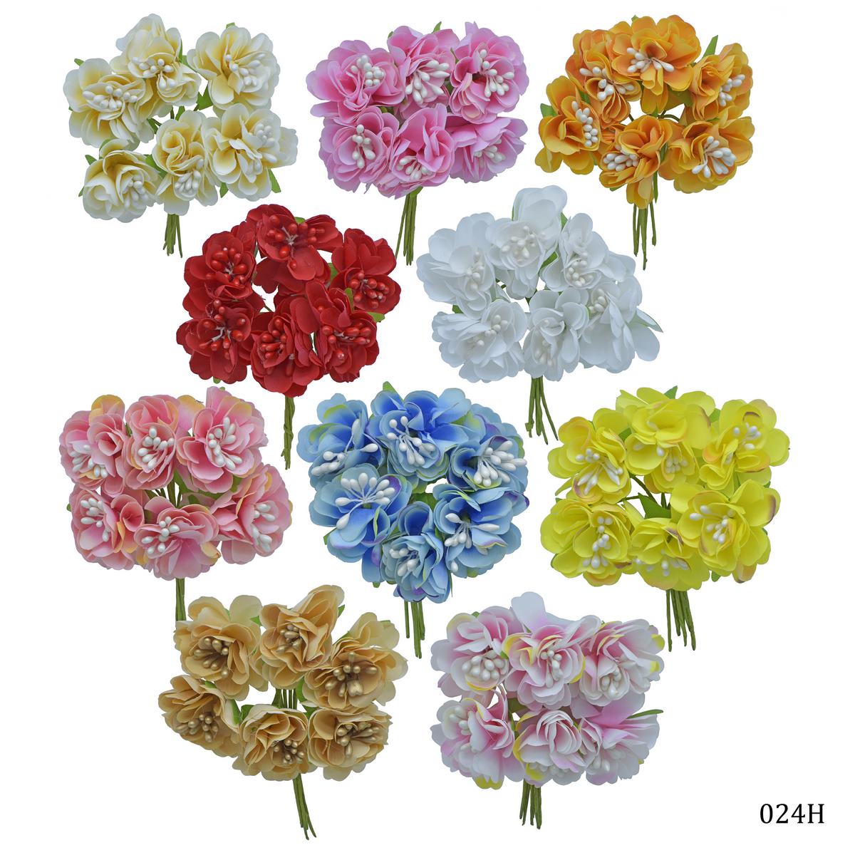 Art Cloth Flower (024#) 60Pcs 024H