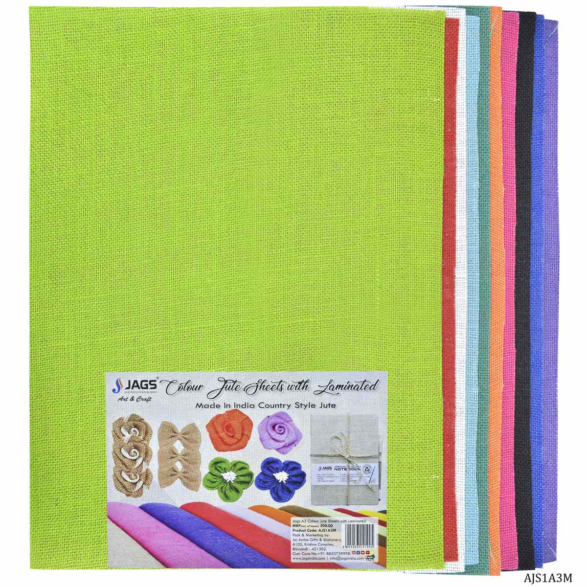 A3 Jute Sheet Mix Colour 10 Sheet AJS1A3M