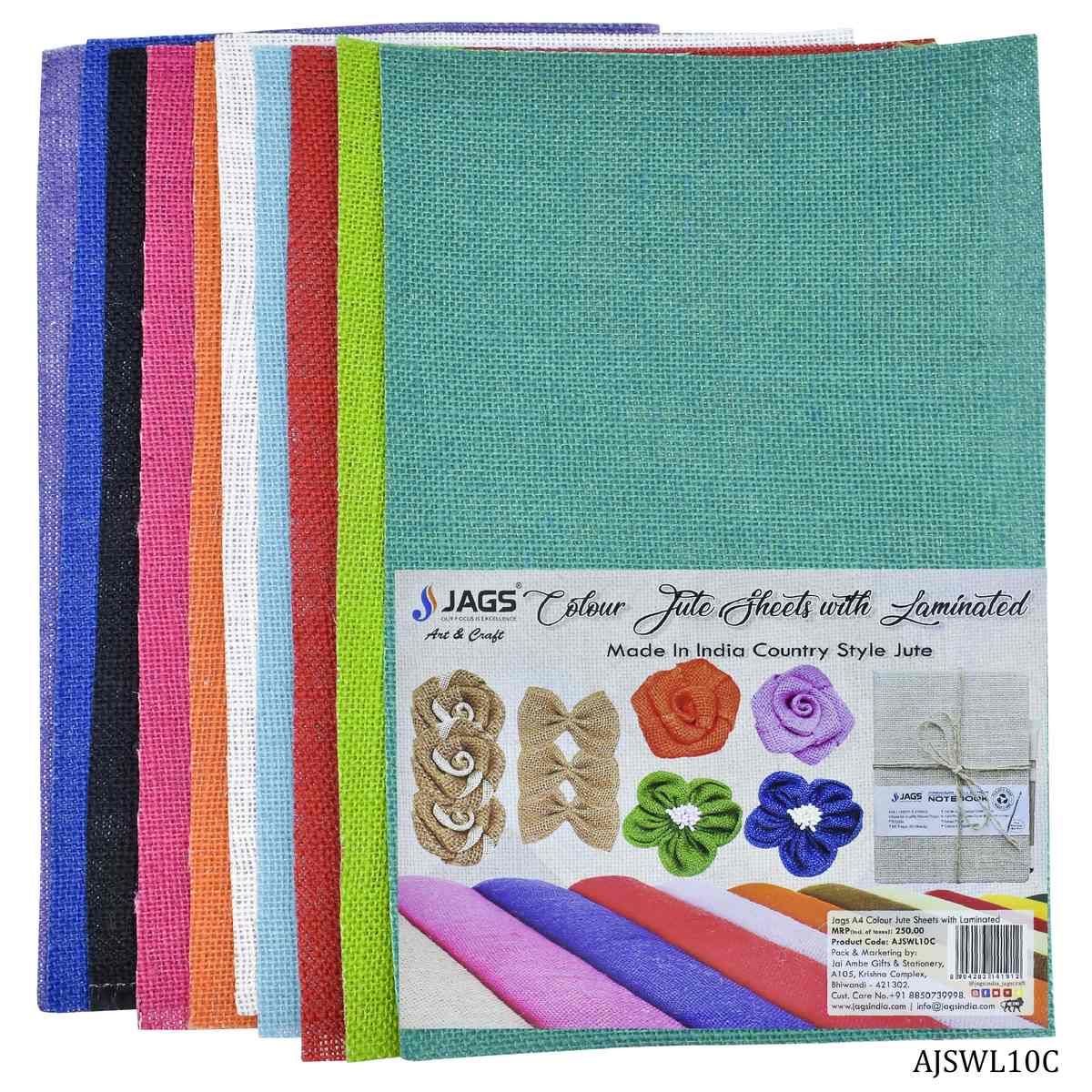 A4 Jute Sheet Mix Colour 10 Sheet AJSWL10C