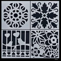 jags Stencil Plastic 6x6 4Pcs Set JSP607