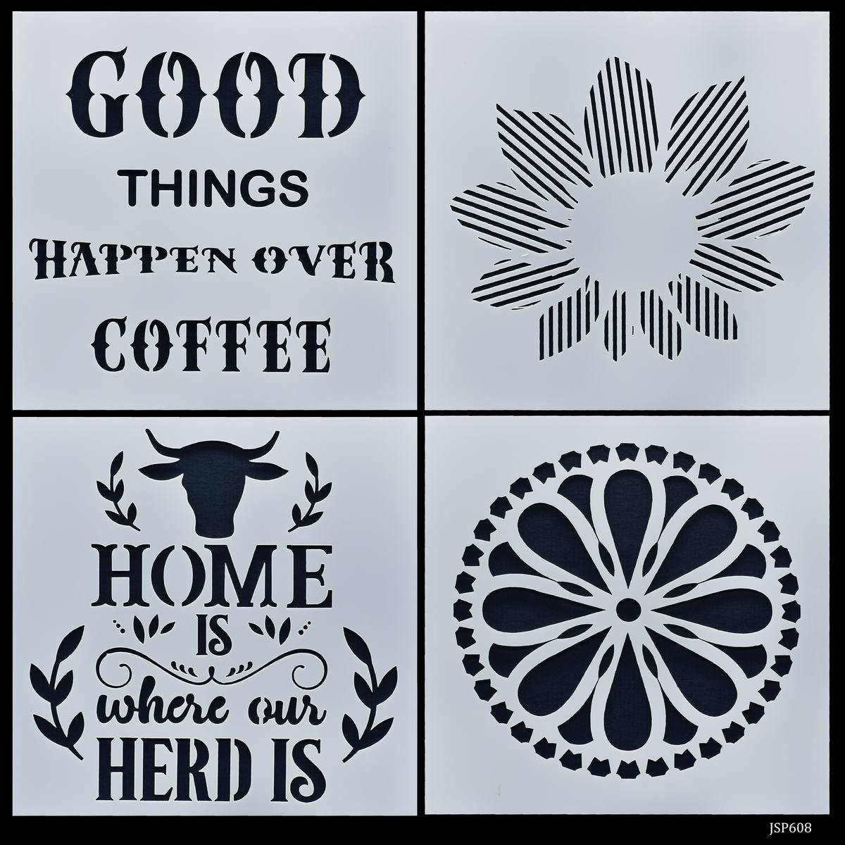 jags Stencil Plastic 6x6 4Pcs Set JSP608