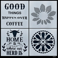 jags Stencil Plastic 6x6 4Pcs Set JSP608