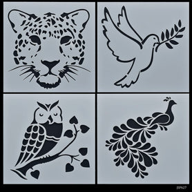 jags Stencil Plastic 6x6 4Pcs Set JSP627