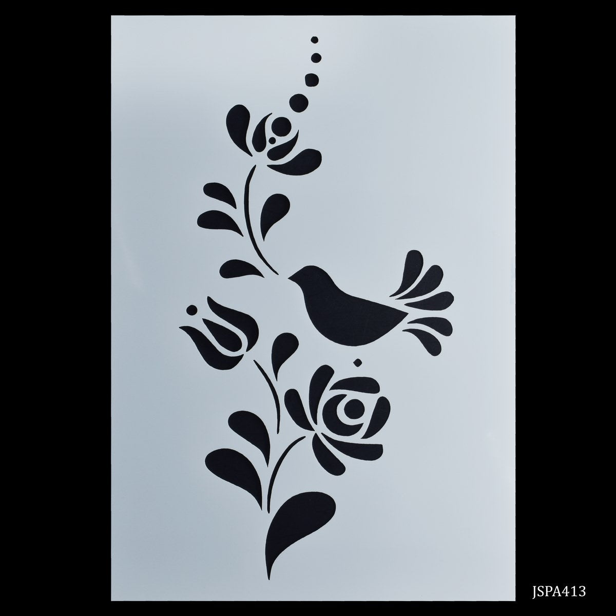 jags Stencil Plastic A4 Flower Bird Design JSPA413