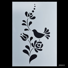 jags Stencil Plastic A4 Flower Bird Design JSPA413