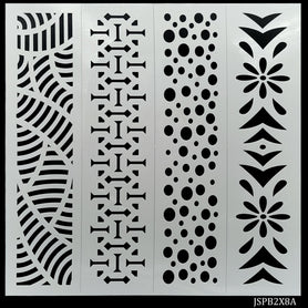 Jags Stencil Plastic Border 4in1 2x8 Inch JSPB2X8A