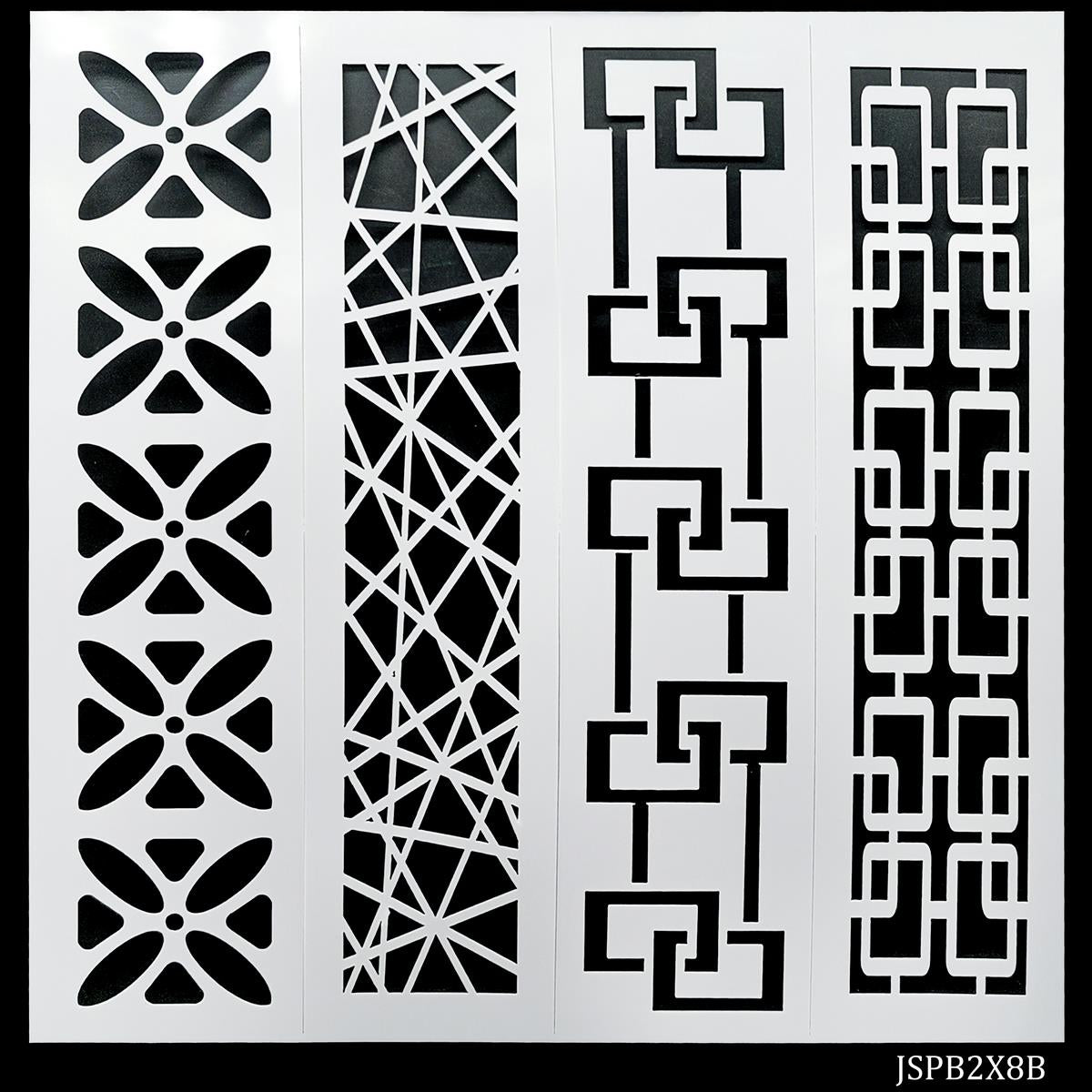 Jags Stencil Plastic Border 4in1 2x8 Inch JSPB2X8B