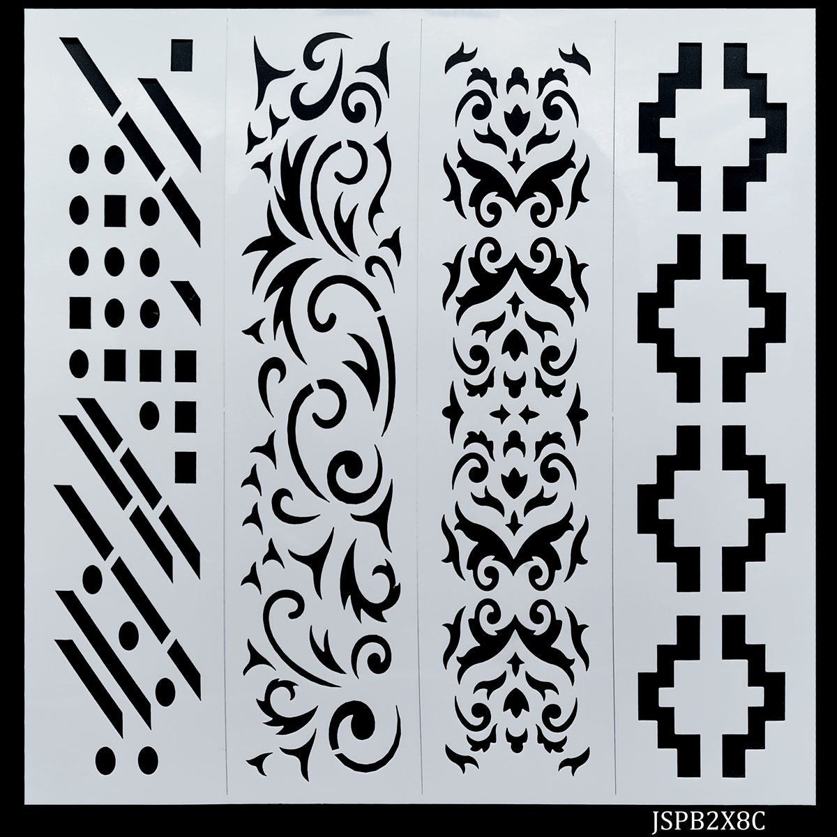 Jags Stencil Plastic Border 4in1 2x8 Inch JSPB2X8C