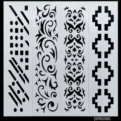 Jags Stencil Plastic Border 4in1 2x8 Inch JSPB2X8C