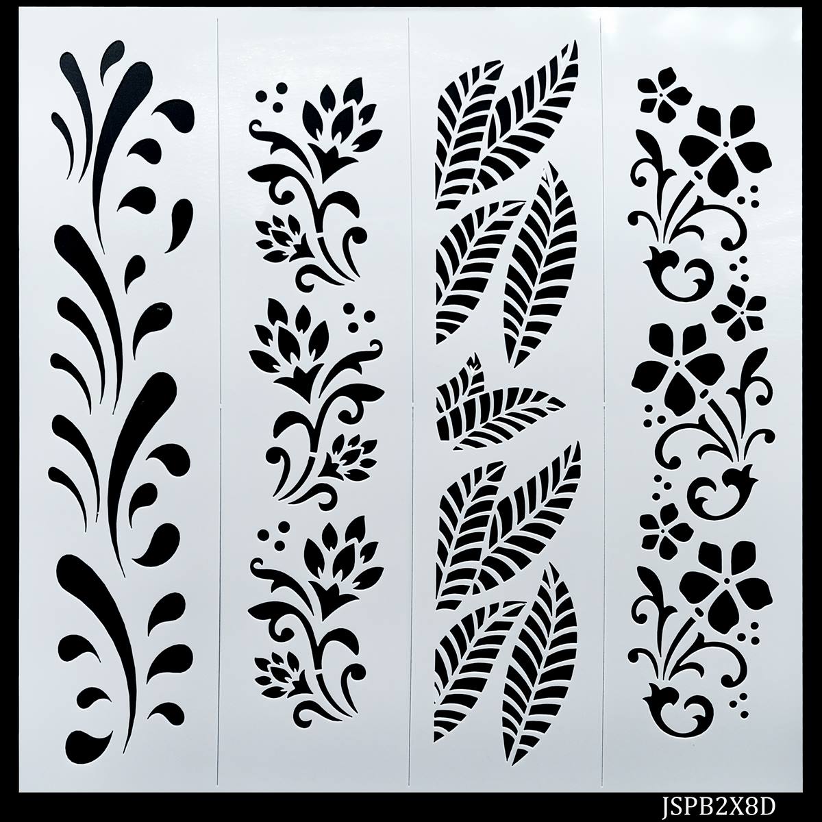 Jags Stencil Plastic Border 4in1 2x8 Inch JSPB2X8D