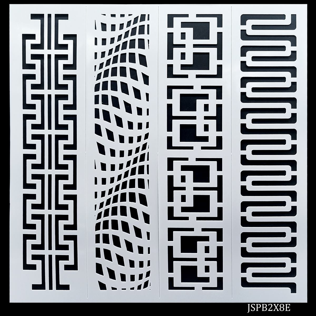 Jags Stencil Plastic Border 4in1 2x8 Inch JSPB2X8E