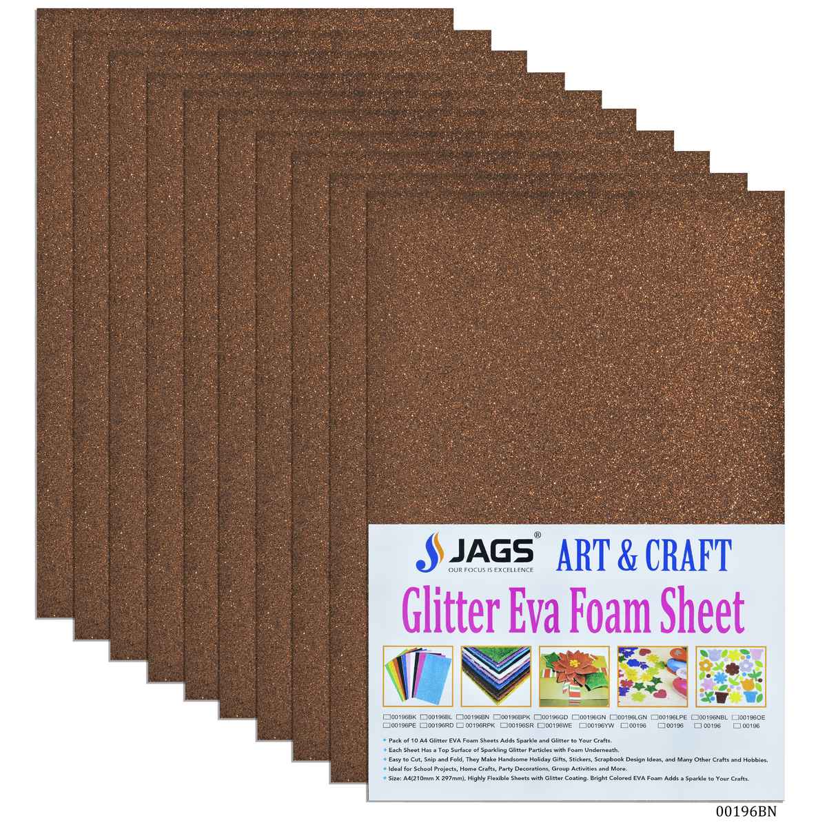 A4 Glitter Foam Sheet Without Stick Brown 00196BN