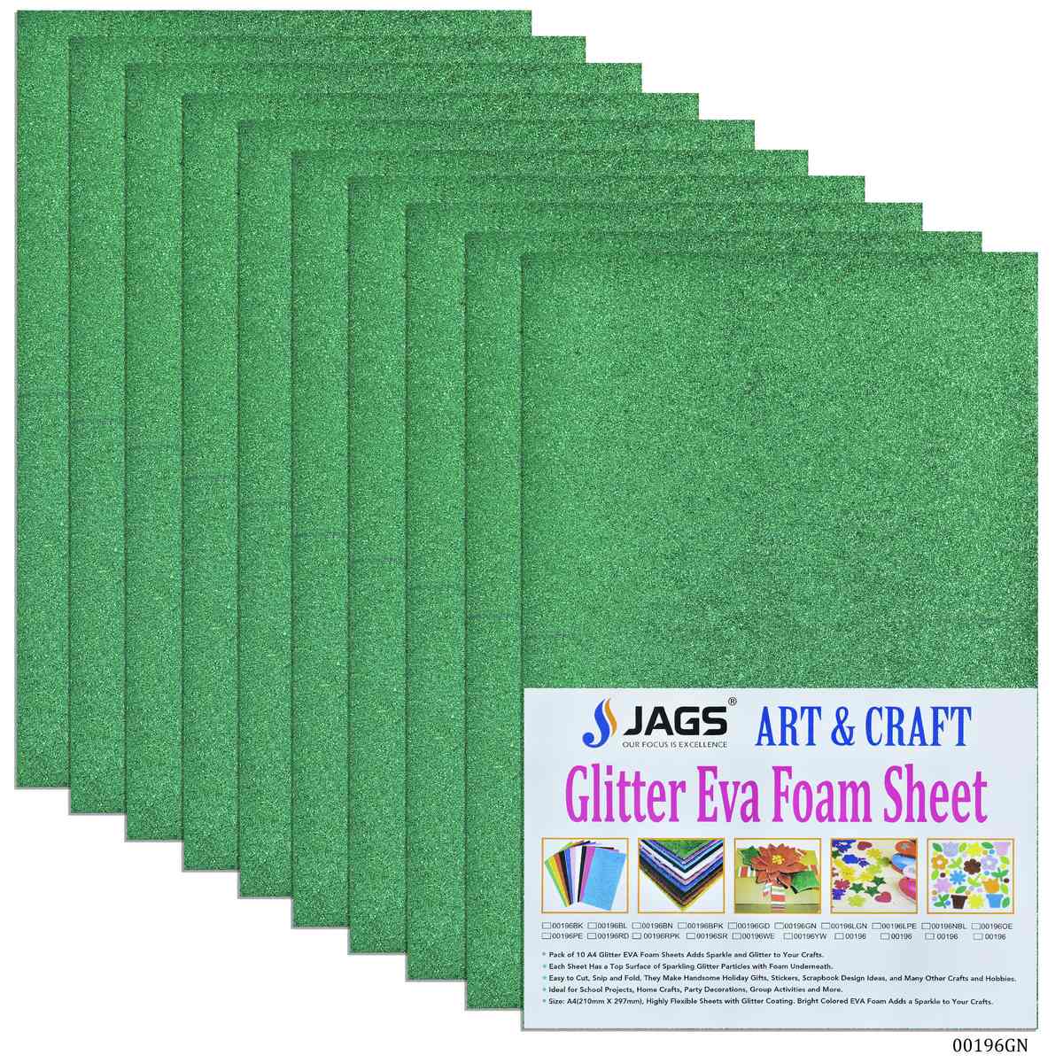 A4 Glitter Foam Sheet Without Sticke Green 00196GN
