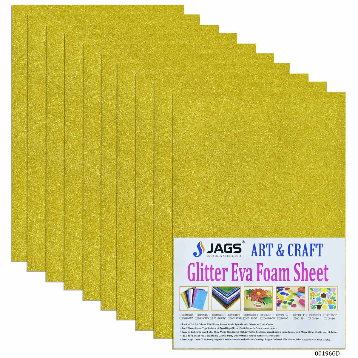 A4 Glitter Foam Sheet Without Sticker Gold 00196GD