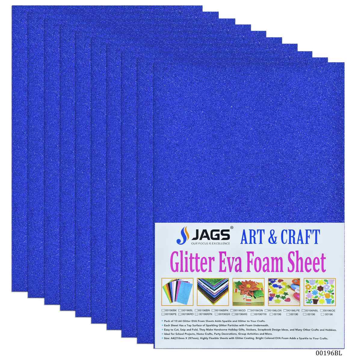 A4 Glitter Foam Sheet Without Stk N Blue 00196BL