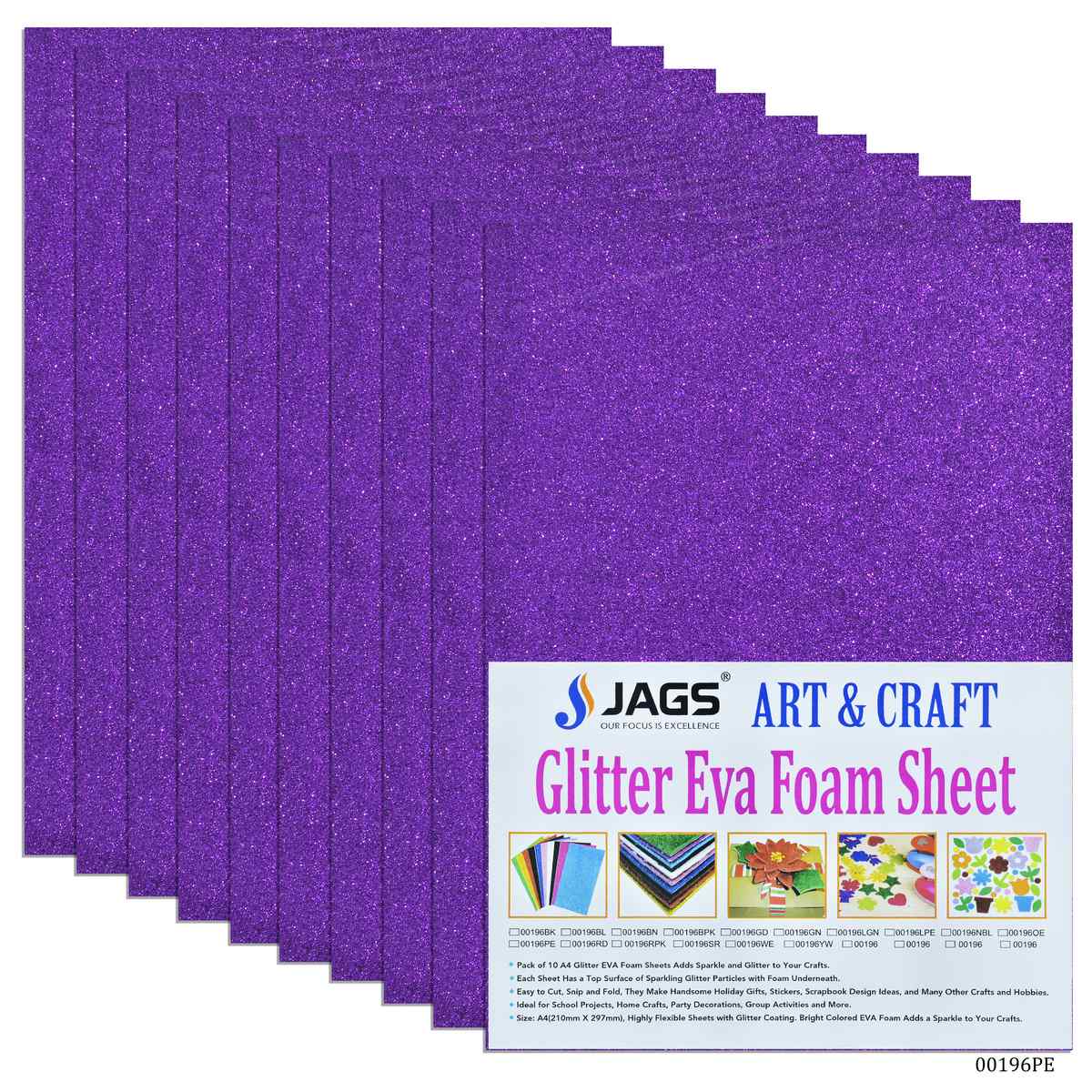 A4 Glitter Foam Sheet Without Stk Purple 00196PE
